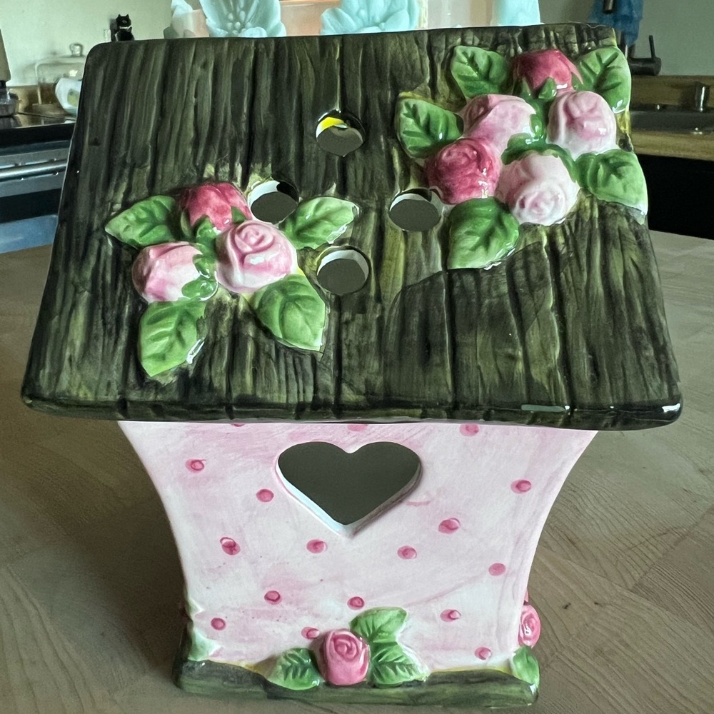 Floral Ceramic Box with Heart Cutout
